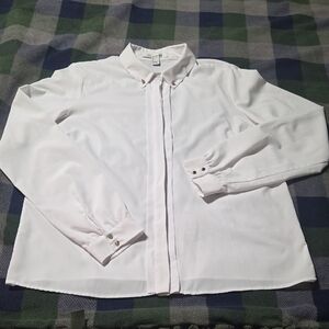 Forever 21 Classic White Collared Stretchy Blouse